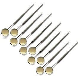 Pack of 10 pcs Stainless Steel Dental Teeth Inspection Mirror #5 with Handle