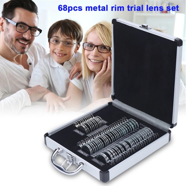 SENDERPICK 68 x Optical Trial Lens Set Silver Rim Ophthalmic