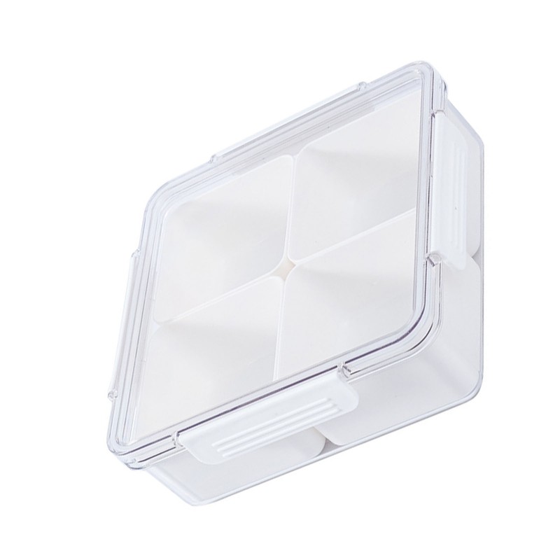4 Compartment Snack Box Transparent Multifunctional Tight Sealing Divided Food