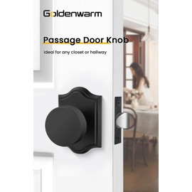 goldenwarm Black Passage Door Knobs, Zinc-Alloy Heavy Duty Closet Door Knobs, Matte Black Door Knob for Hallways Closets (4 Pack)