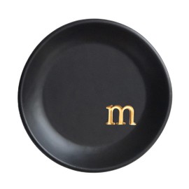 COLLECTIVE HOME - Ceramic Jewelry Tray, Decorative Trinket Dish for Rings Earrings Necklaces Bracelet Watch Keys, Birthday Mother's Day Christmas Gift for Women, 4.75", Black Surface (m)