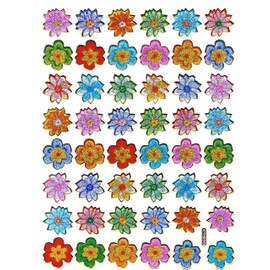 Colourful Flower Craft Party 48 Piece 1 Sheet 135 mm x 100 mm Stickers Metallic Look