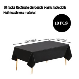 Sibosen 12 Pack Tablecloths Plastic Rectangle Table Covers 54 x 108 Inch Table Cloths for Indoor or Outdoor Parties Birthdays Weddings Picnics (Black)