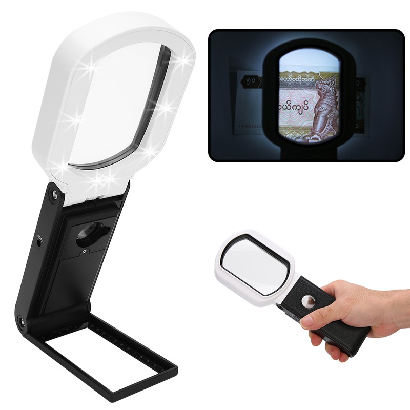 Handheld Magnifying 10X 25X Dual Glass Folding Magnifier Square W/