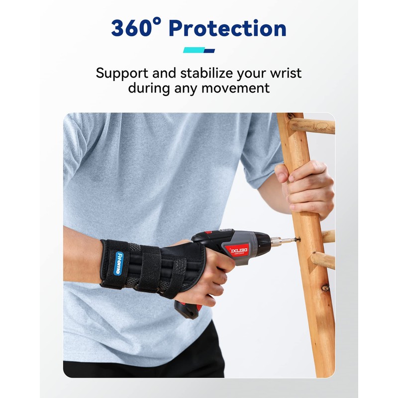 Fitomo Wrist Support with 3 Metal Splints and Soft Thumb