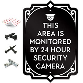 SignSeries Security Door Signs - Polite Surveillance Warning, House Sign - Mounting Hardware Included, Easy Installation on Wall or Door - Heavy-Duty and Weather-Resistant