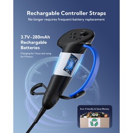 ZYBER Rechargeable Controller Grips for Meta Quest 3S/3 Accessories, Silicone Controller Cover with Rechargeable Batteries and Charging Cable