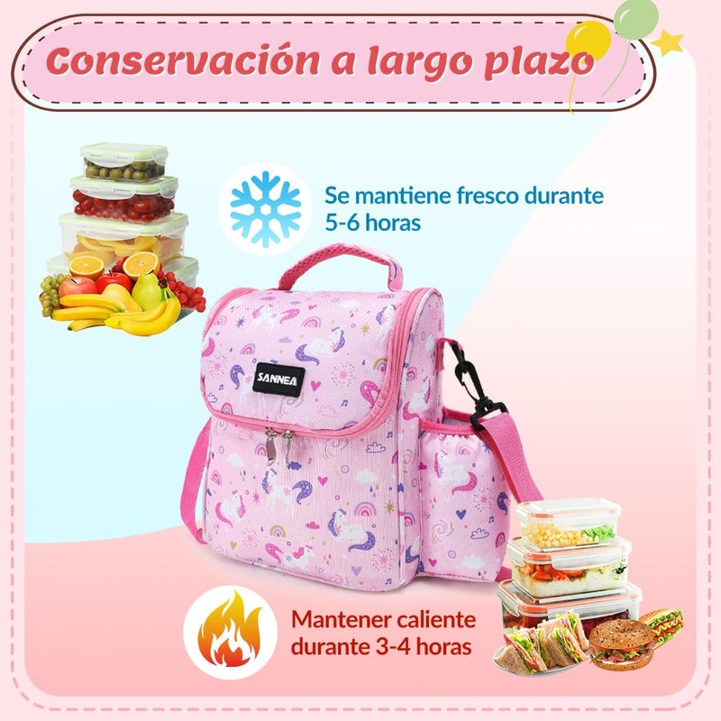 Nasjac Bolsa de Almuerzo para Niños Niñas, Loncheras Térmica Reutilizable