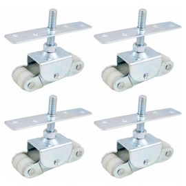 Juego de 4 Carretillas Rueda Nylon Para Riel TT, Mecanismo Corredizo Para Puerta, Capacidad de Carga 30 kg, Rodamiento de Acero Galvanizado con Rueda de Nylon para Puertas Corredizas, Incluye 4 Carros