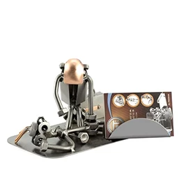 Steelman24 I Nuts and bolts sculpture Paramedic With Business Card Holder I Handmade ornaments I Made in Germany I I Metal figurine