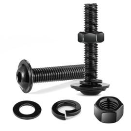 10Pcs M5 x 30mm Bolt Flanged Button Head Socket Cap Bolt Screws, Black Oxide 304 Stainless Steel Nuts and Bolts, Allen Screws, Flat & Lock Washers, Nuts and Bolts Assortment Kit by Wavanta