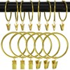 44 Pack Curtain Rings with Clips 2 inch Gold for