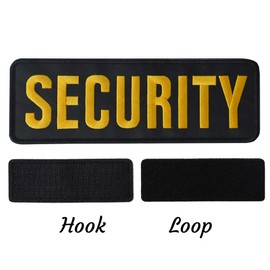Security Embroidered Patches Hook and Loop, Durable Fabric Security Patch for Officer Guard Uniforms Vest, Jacket, Carrier, Hat, One Small and One Large Yellow