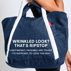 Bodysurf Medium Navy Beach Tote Bag, Waterproof, Sandproof, Foldable, Zipper, Travel, Pool, Large, Tote, Unisex-Adults, Unisex, 10.6x12.6x8.0 inches