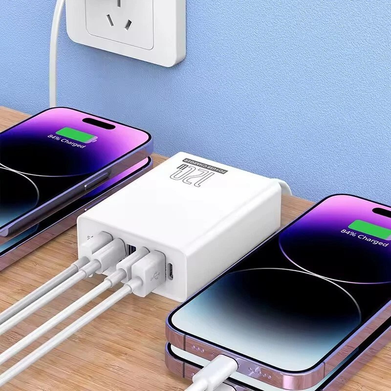 Universal 120W 6-Port USB C Fast Wall Charger Block Charging