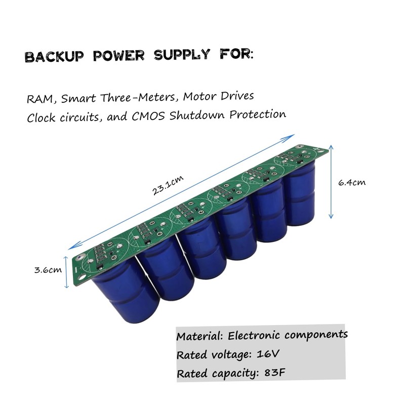 Uadme Super Farad Capacitor, 6pcs/Set 16V 83F Super Farad Capacitor