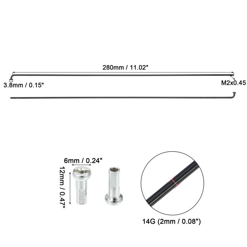 QUARKZMAN Pack of 36 14G J Bend Bike Bicycle Spokes