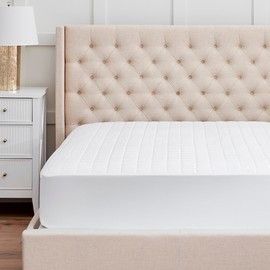 Boll & Branch Mattress Protector - Full Size, White Cover - 1 Fitted Protector Included -Padded Fill, Soft, and Breathable - Hypoallergenic and Safe for Sensitive Skin