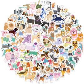 100 Pieces Cute Dog Stickers for Kids Puppy Decals Waterproof Vinyl Gifts for Laptop, Water Bottle,Phone,Luggage,Teens Adults Boys Girls Birthday Party Supplies Decoration