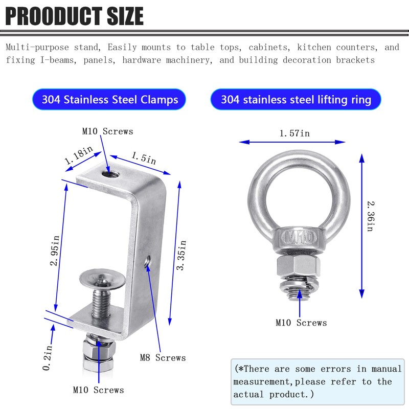 C Clamps – 304 Stainless Steel Beam Clamps with M10