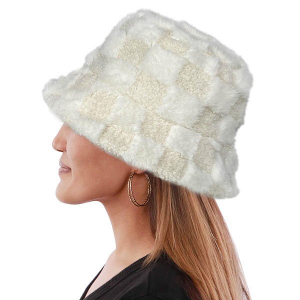 Bucket Hats Fuzzy Sheep Print Women Men Plush Cap Warm