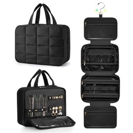 Beautyshow Women's Toiletry Bag, Hanging Cosmetic Bag, Travel Toiletry Bag, Large, Toilet Organiser, Wash Bag Women, Black, M, black