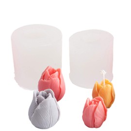 Molde de tulipán, 2 moldes de vela de tulipán 3D, molde de silicona en forma de flor de tulipán, moldes de jabón hechos a mano para hacer velas, manualidades de resina, decoración de pasteles de