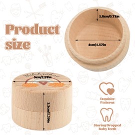 Huotflame Tooth Box Milk Teeth Boys Girls - Wooden Tooth Box for Milk Teeth with Engraving Motif - Memory Box for Children's Teeth, Christening Gift, Birthday, Tooth Fairy Gift - Storage Box 5 x 5 cm