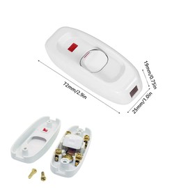 CYIOU 2Pcs Inline Switch Low Profile Torpedo Feed Through Switch Rocker Switch AC 250V 10A for Bedside Lamp Desk Table Light Electrical Cord (White)