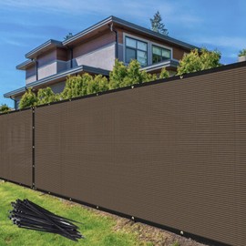 TANG 4' x 106' Privacy Fence Screen Brown Shade Cloth with Grommets, Chain Link Fence Panels Outdoor Mesh Fabric Fencing, Balcony Windscreen Cover,Temporary Garden Fencing for Yard Deck Pool