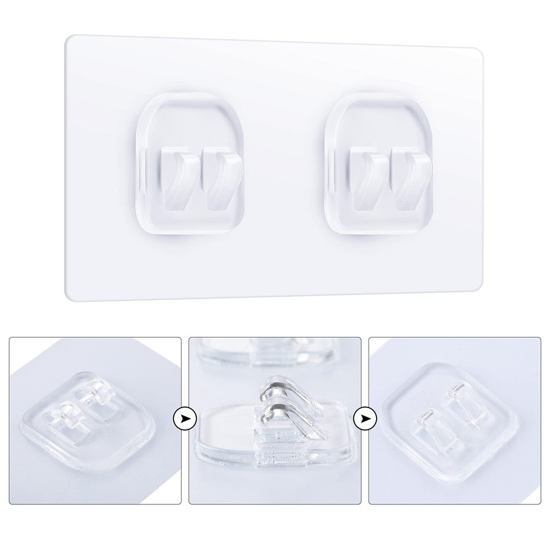 Jetec 8 Pieces Bathroom Shelf Adhesive Hooks Sticker Strong Hooks