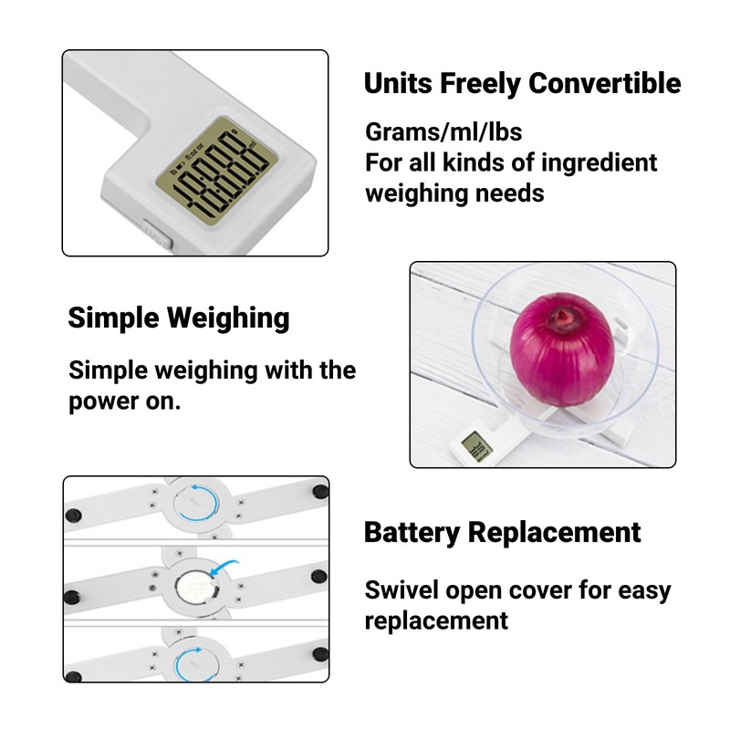 Foldable Digital Kitchen Scale, High Precision Compact Portable Food Scales