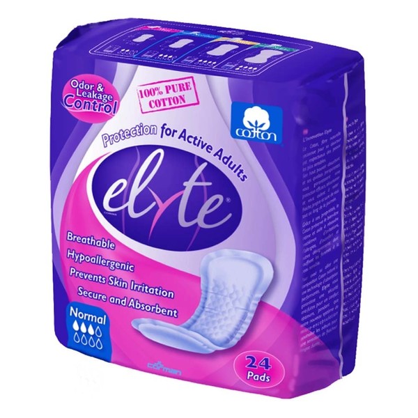 Elyte Cotton Incontinence Pads, Normal, Case/144 (6/24s) by Corman USA