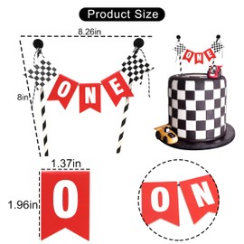 ZZDCMS Decoración para tartas de Race Car One – Decoración rápida para fiestas de decoración para tartas de primer para niños decoración rápida de bandera a cuadros en blanco y negro suministros