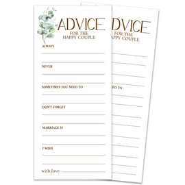 Printed Party Bridal Shower Games, Advice and Wishes Cards for The Mr and Mrs, Botanical Eucalyptus Theme Wedding Shower Activity Games Cards, 25 Guests, Engagement Bachelorette Party Supplies (4x9)
