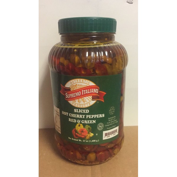 Supremo Italiano Hot Sliced Cherry Peppers 128 FL. OZ (1 Gallon) 3.8 Liters
