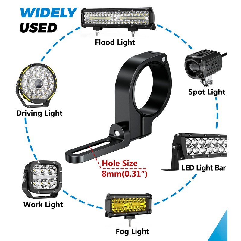 VAZESWIN 2PCS UTV Light Bar Mounts, Sturdy Aluminium Alloy LED