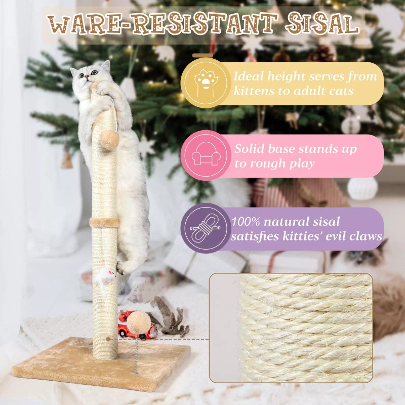 ANWA 32 Tall Cat Scratching Posts for Indoor Cats 3-in-1