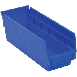 Akro-Mils 30124 Plastic Shelf Bins, Heavy Duty Storage Bins for Garage, Closet, and Drawer Organization, 24-Inch x 4-Inch x 4-Inch, Blue, 12-Pack