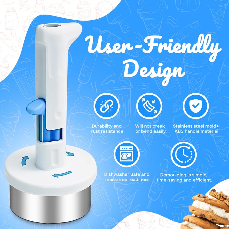 Ice Cream Sandwich Maker Tool, Stainless Steel Ice Cream Cookie