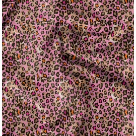 Soimoi Pink Velvet Fabric Leopard Animal Skin Print Fabric by the metre 58 Inch Wide
