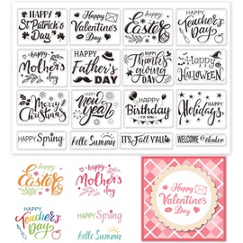 INFUNLY Word Clear Stamp for Card Making Merry Christmas Transparent Silicone Stamps Happy Birthday Rubber Stamp Holiday Blessing Words Clear Stamp for DIY Scrap-Booking Photo Album Paper Decoration
