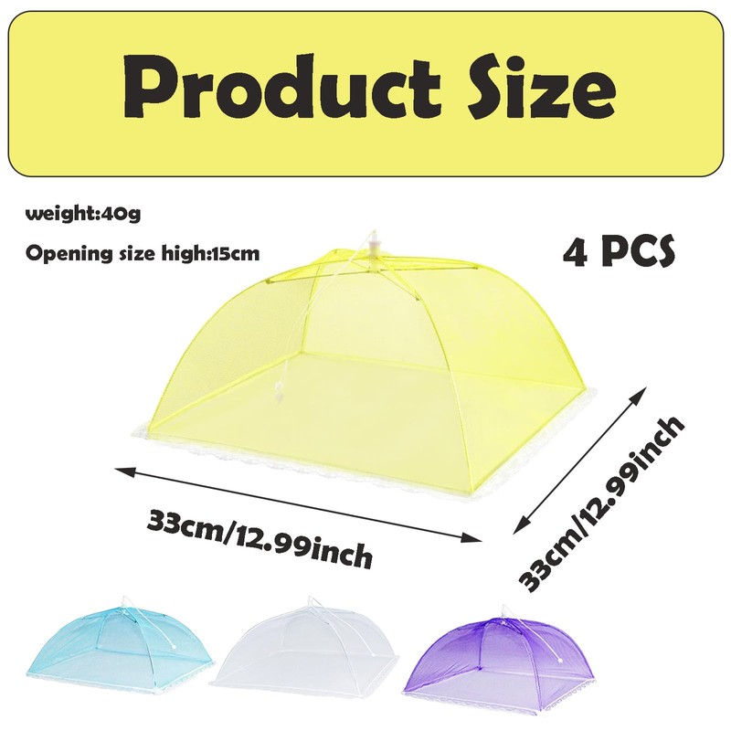 4 Pcs Pop-Up Food Covers, Reusable and Collapsible Food Net