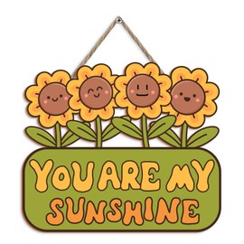 Summer Sunflower Decor, You Are My Sunshine Wood Sign Front Door Decor Thanksgiving Wood Hanging Door Plaque Outdoor Wooden Front Door Decorations for Farmhouse Porch