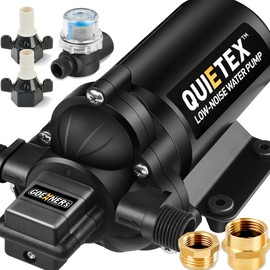 Upgrade 2.0 12V RV Water Pump – 5.0 GPM 45 PSI Ultra-Quiet Diaphragm Pump with Smart Pressure Switch – Reliable Flow for Campers, Marine, Trailers