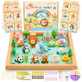 Shuttle Art Air Dry Clay for Kids - Zoo Town, 55 PCS Modeling Clay Kit with Sculpting Tools and Tutorials, Safe & Non-Sticky, Craft Gifts for Boys & Girls