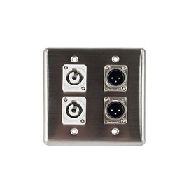 Elite Core Quad Wall Plate w/2 Power on B and 2 XLR Male Connections Q-4-2PCB2XM