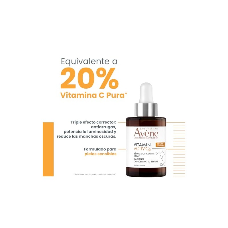 Avene Serum Facial Vitamina C y Niacinamida Antiarrugas Ilumina, 30ml