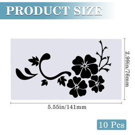 GORGECRAFT 10 Sheets Hibiscus Flower Car Sticker Hawaiian Stickers and Decals Black Hibiscus Branch Stickers Waterproof Vinyl Automotive Exterior Decor for Truck Motorcycle Doors Laptop