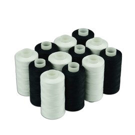 Simthread White and Black Colors Cotton Sewing Quilting Thread for Sewing Machines - 550 yards/spool